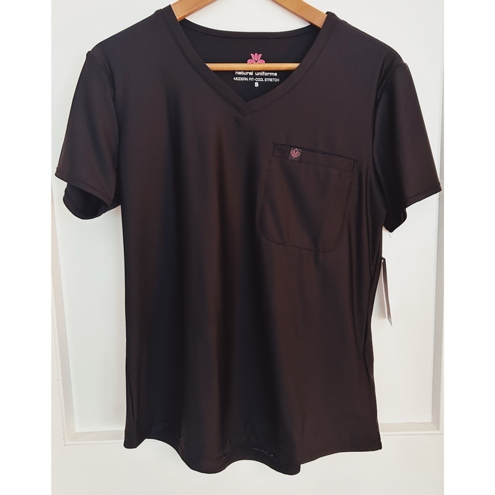 BNWT Black Natural Uniforms Scrub Top Size Small